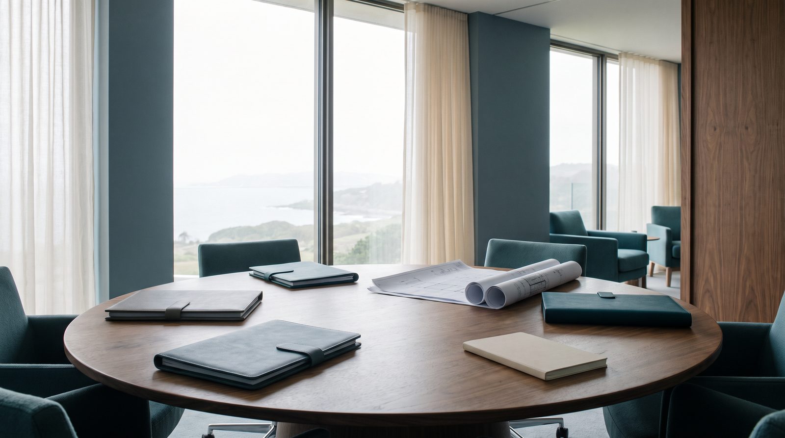 Refined multidisciplinary strategy room prepared for professional collaboration
